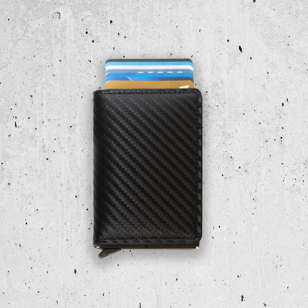 Läderplånbok korthållare (Carbon RFID & NFC Skydd)