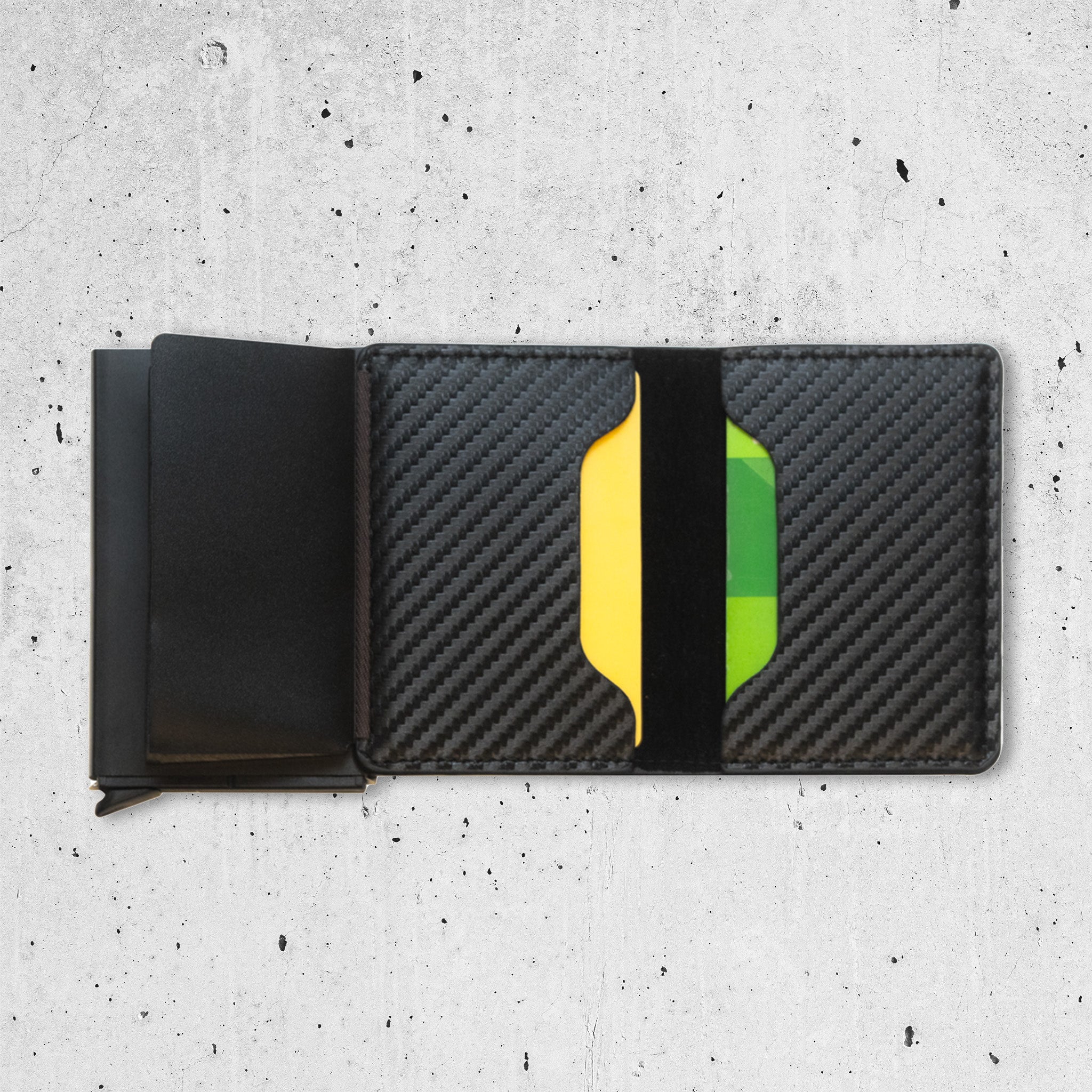 Läderplånbok korthållare (Carbon RFID & NFC Skydd)